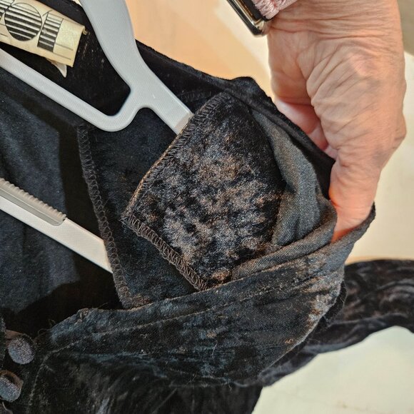 ZOE California Maxi Dress Sz Medium Vtg Black Crinkle Velvet Witchy Goth Vampire - Picture 8 of 14